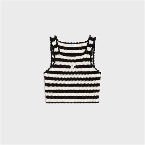 celine top stripes|triomphe striped crop top in crocheted cotton .